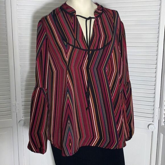 NWOT Womens Maurice’s Boho Whimsigoth Tie Front Long Sleeve Blouse Large - Picture 1 of 10